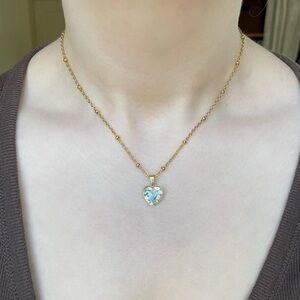 Gold Rhinestone Heart Pendant Necklace